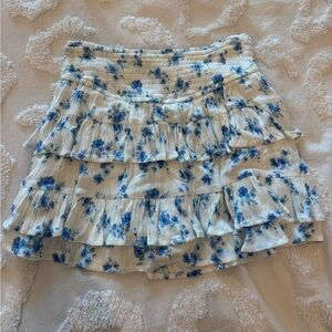 Aeropostale Cream Mini Skirt with Blue Floral Print
